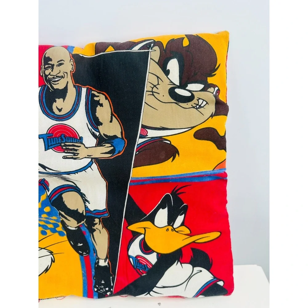 Vintage Space Jam Tunes Squad Looney Jordan Multicolor Pillow Size‎ 14.5